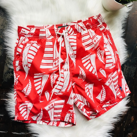 J. Crew Other - J. CREW Always Swim Trunks Sailing Red Print NEW